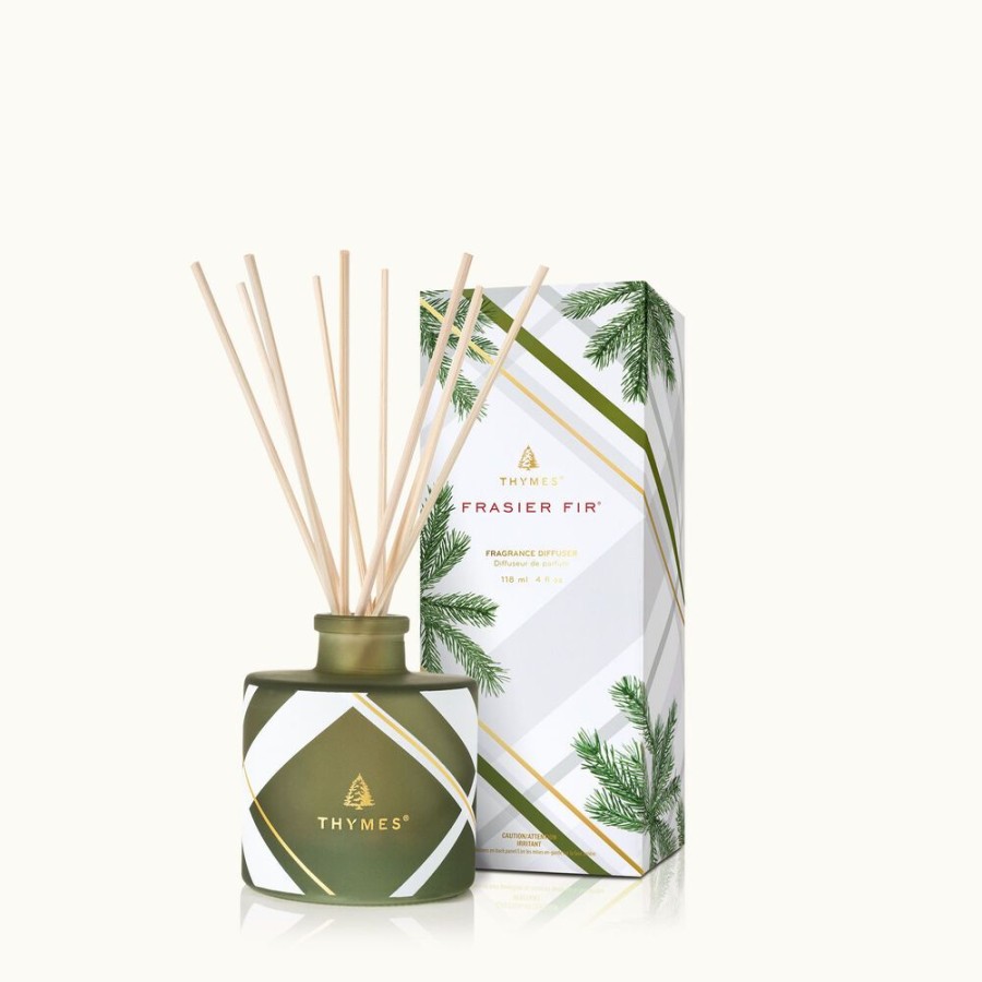 Home Fragrance Thymes | Frasier Fir Frosted Plaid Petite Reed Diffuser