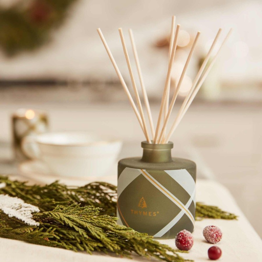 Home Fragrance Thymes | Frasier Fir Frosted Plaid Petite Reed Diffuser