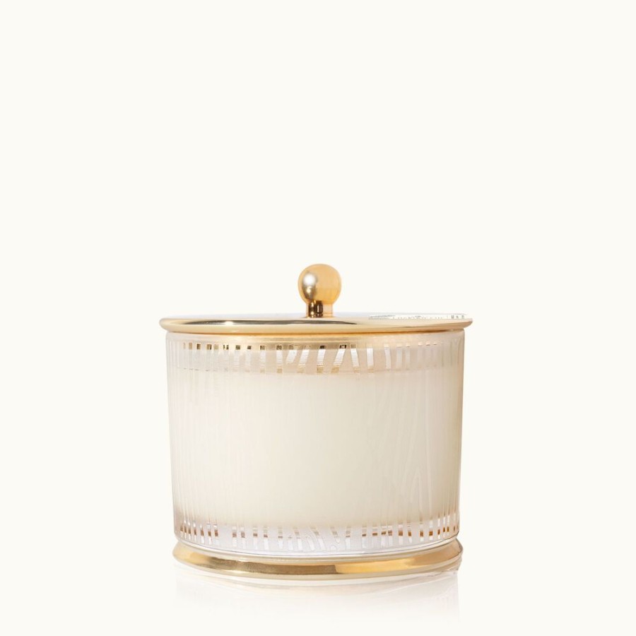 Home Fragrance Thymes | Frasier Fir Gilded Frosted Wood Grain Candle