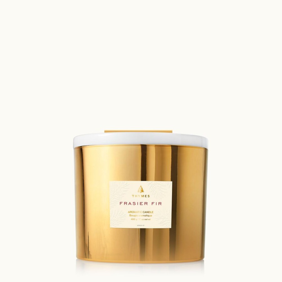 Home Fragrance Thymes | Frasier Fir Gold 3-Wick Candle