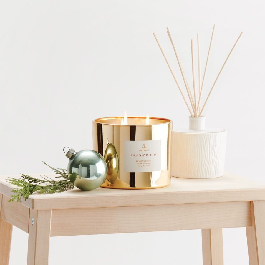 Home Fragrance Thymes | Frasier Fir Gold 3-Wick Candle