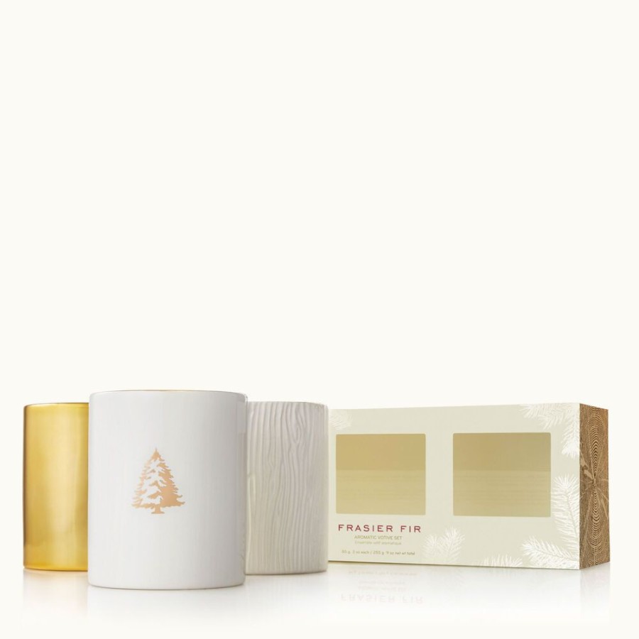 Home Fragrance Thymes | Frasier Fir Gilded Poured Candle Trio Set