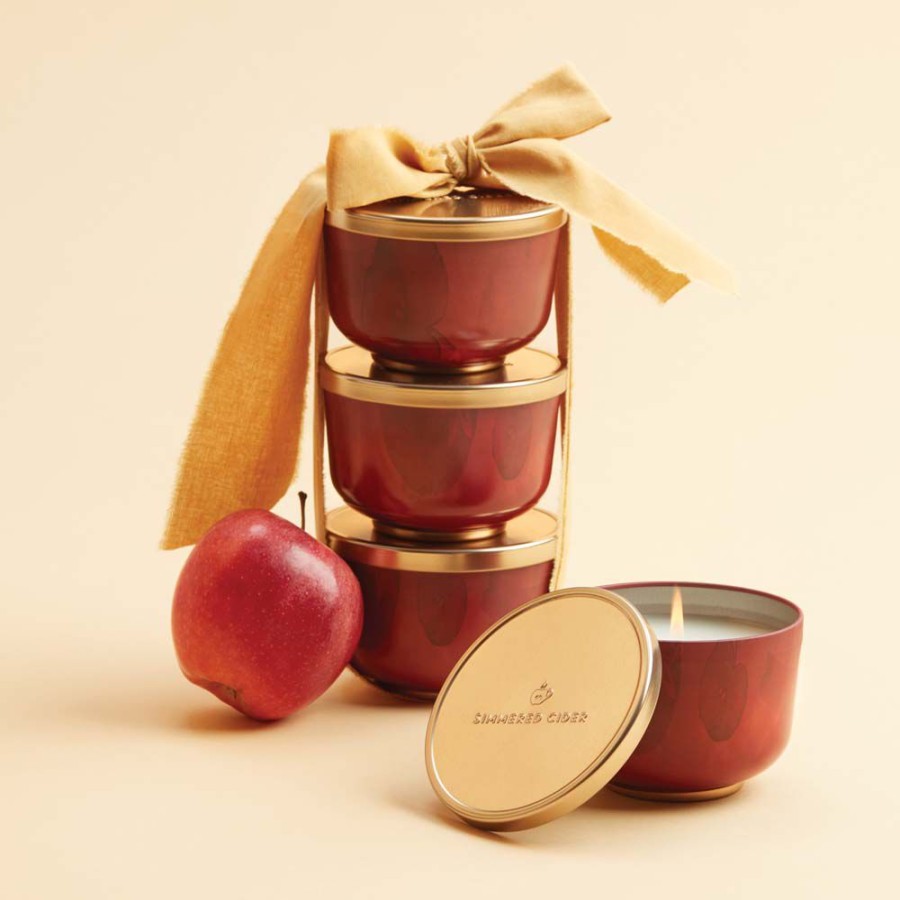 Home Fragrance Thymes | Simmered Cider Candle Tin With Gold Lid