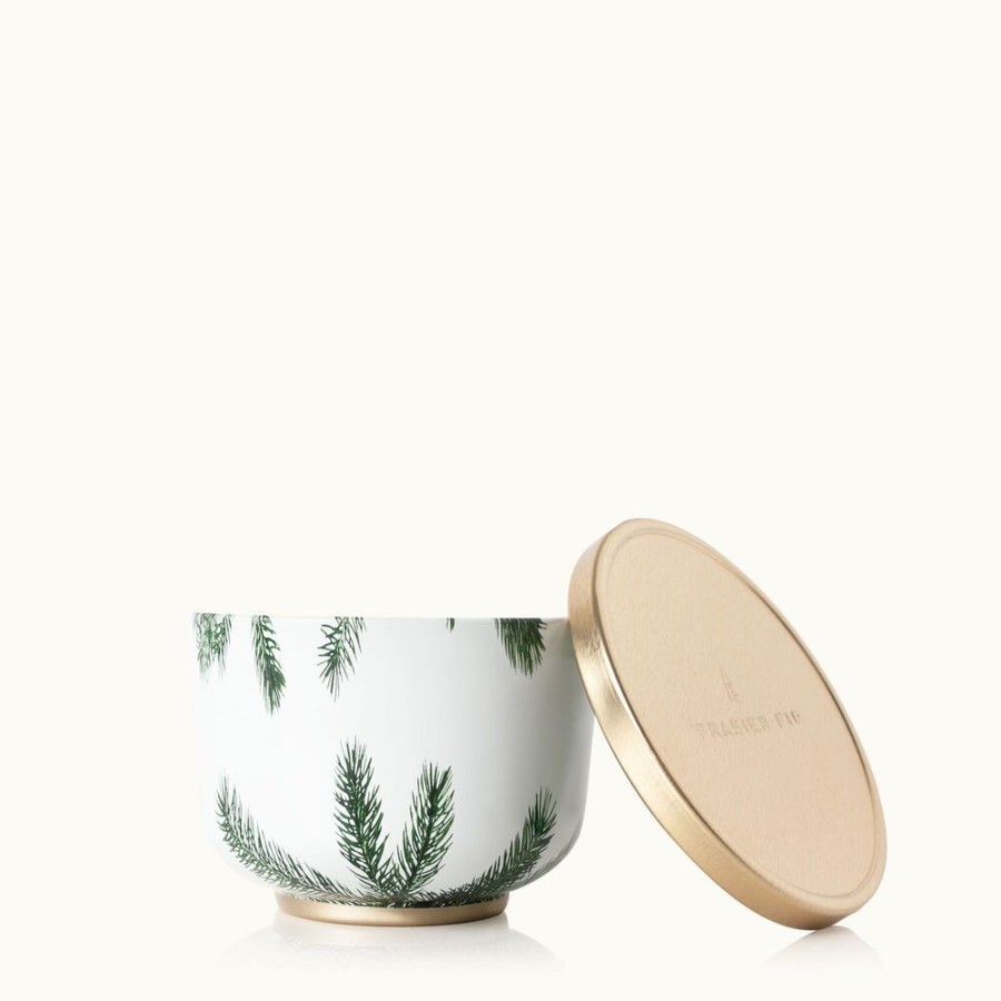 Home Fragrance Thymes | Frasier Fir Candle Tin With Gold Lid