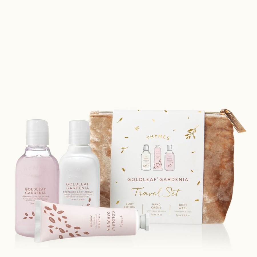 Bath And Body Thymes | Goldleaf Gardenia Travel Set With Beauty Bag