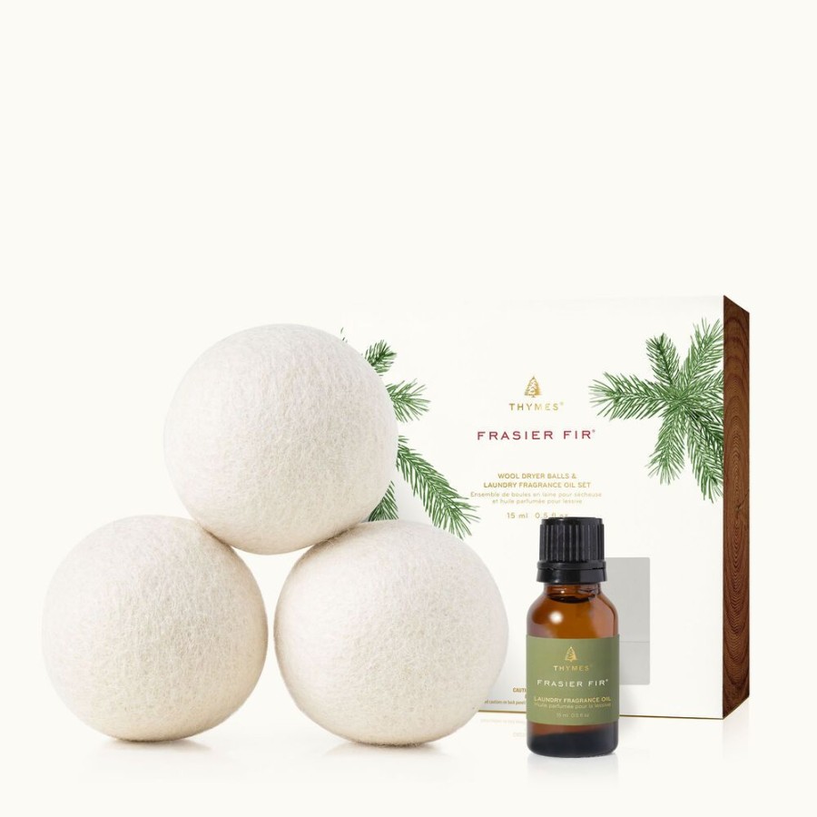 Home Care Thymes | Frasier Fir Wool Dryer Balls & Laundry Fragrance Oil Set