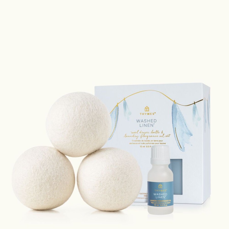 Home Care Thymes | Washed Linen Wool Dryer Balls & Laundry Fragrance Oil Set