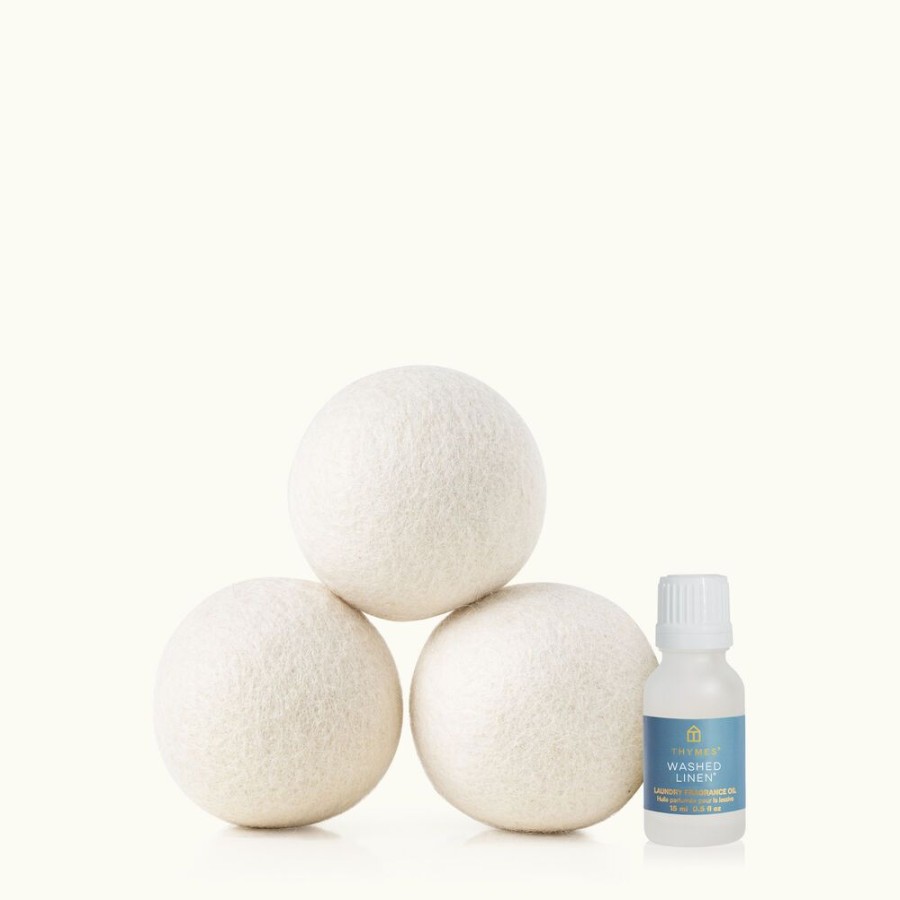 Home Care Thymes | Washed Linen Wool Dryer Balls & Laundry Fragrance Oil Set