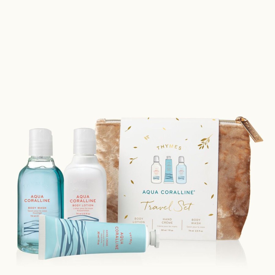 Bath And Body Thymes | Aqua Coralline Travel Set With Beauty Bag