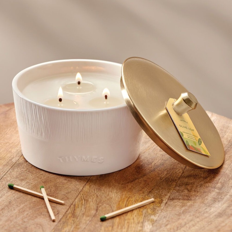 Home Fragrance Thymes | Olive Leaf Statement 3-Wick Candle