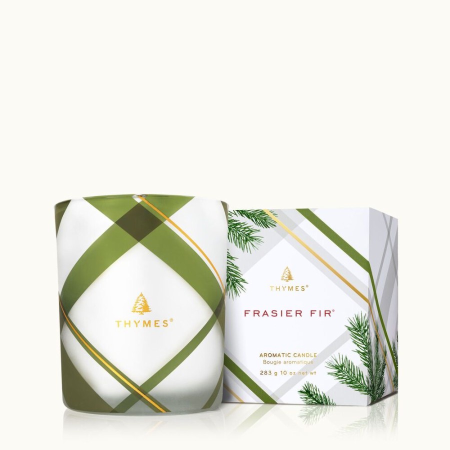 Home Fragrance Thymes | Frasier Fir Frosted Plaid Medium Candle