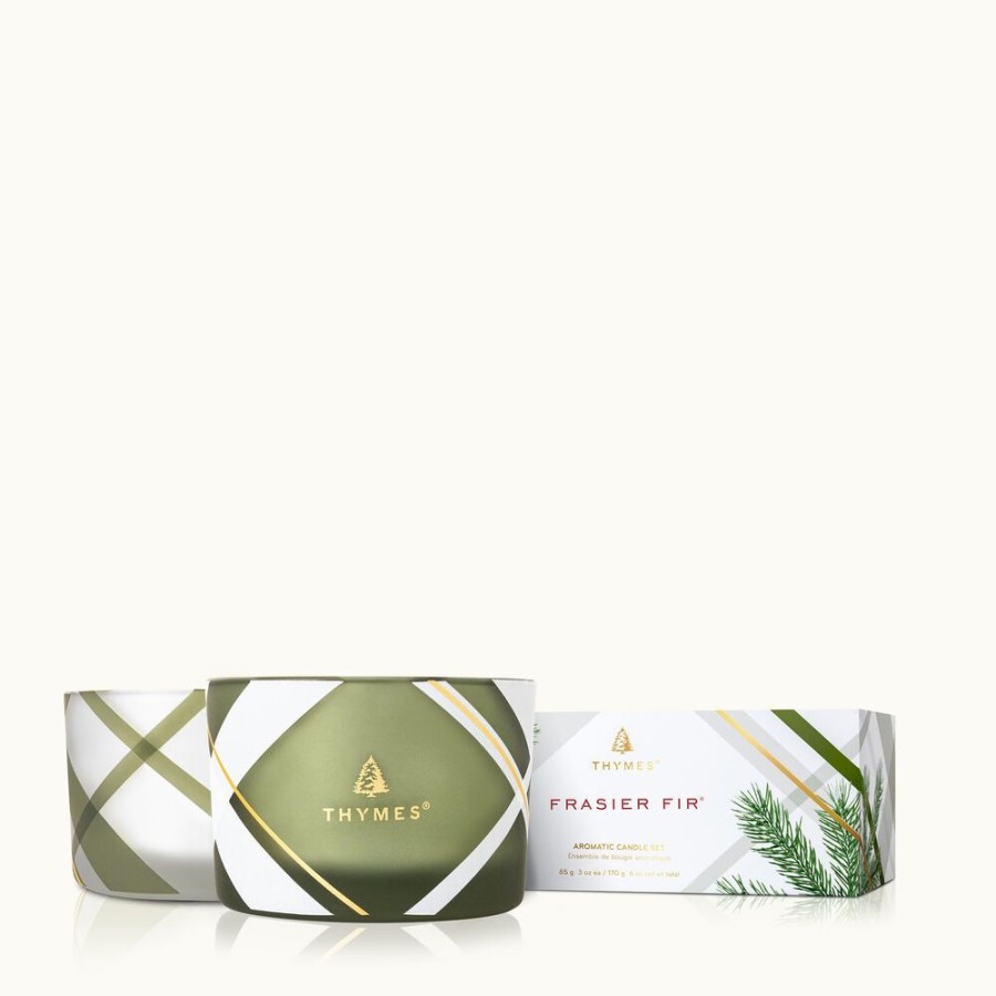 Home Fragrance Thymes | Frasier Fir Frosted Plaid Candle Set