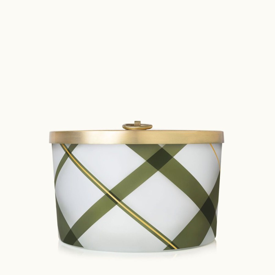 Home Fragrance Thymes | Frasier Fir Frosted Plaid 3-Wick Candle