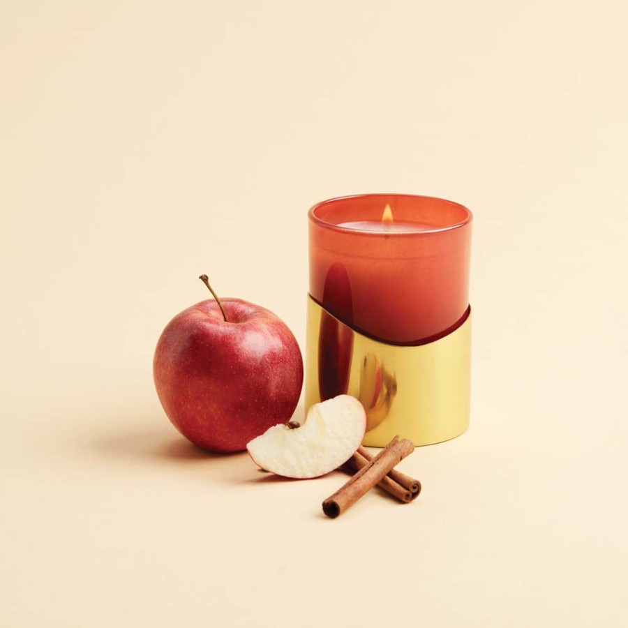 Home Fragrance Thymes | Simmered Cider Harvest Red Poured Candle With Gold Sleeve