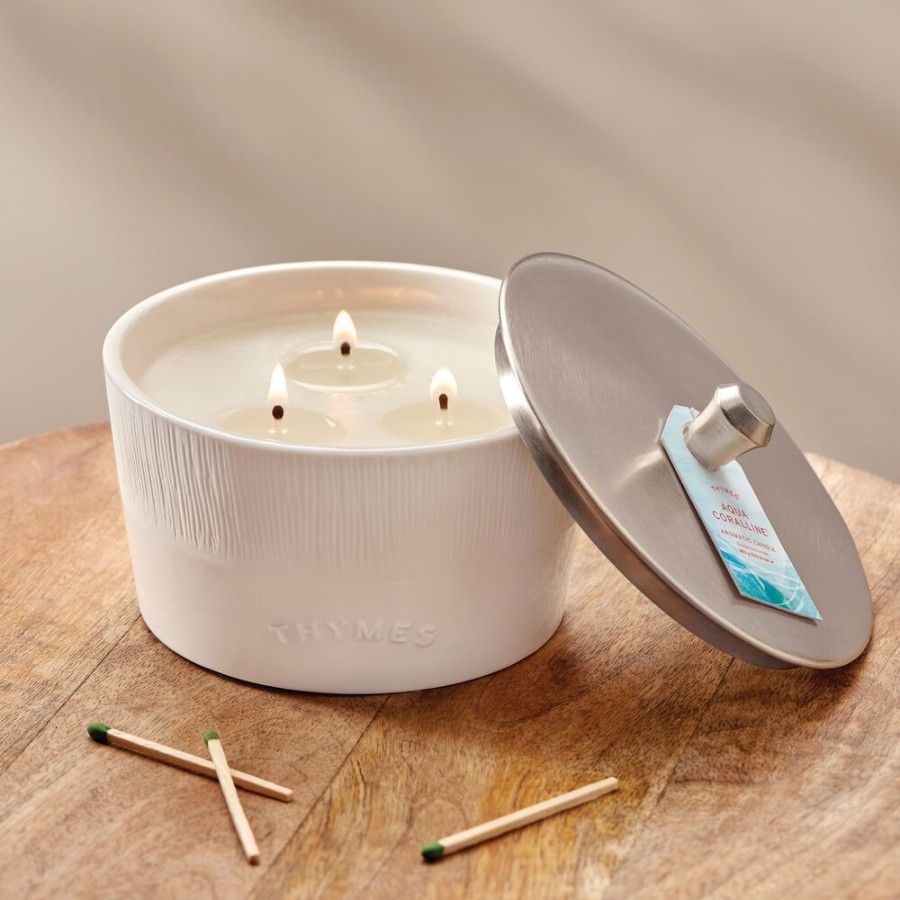 Home Fragrance Thymes | Aqua Coralline Statement 3-Wick Candle