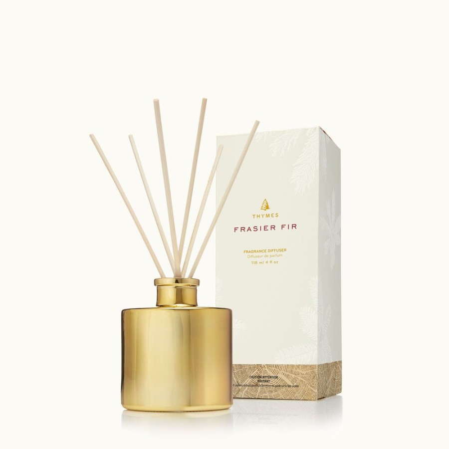 Home Fragrance Thymes | Frasier Fir Petite Gold Reed Diffuser