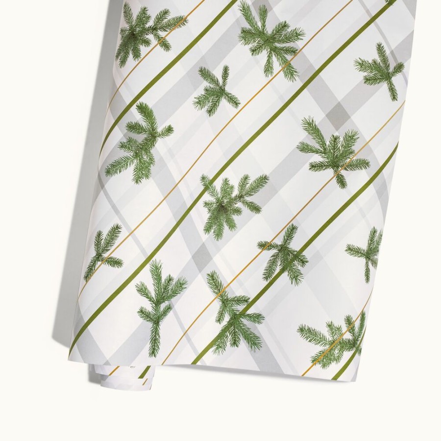 Home Fragrance Thymes | Frasier Fir Frosted Plaid Wrapping Paper