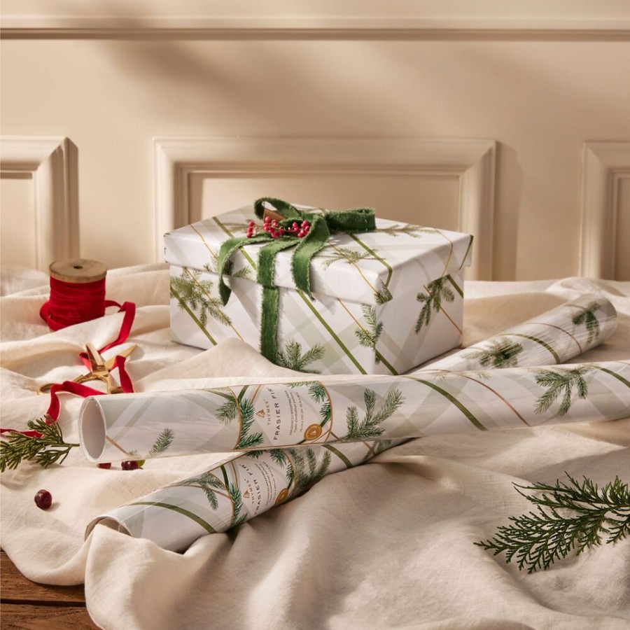 Home Fragrance Thymes | Frasier Fir Frosted Plaid Wrapping Paper