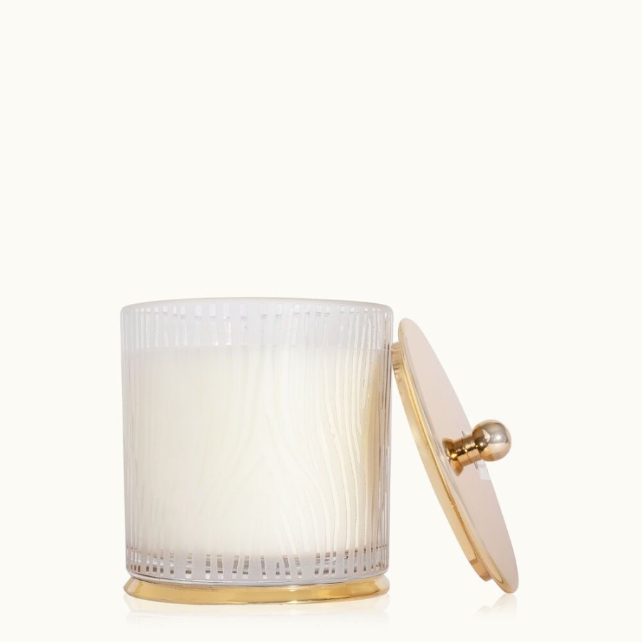 Home Fragrance Thymes | Frasier Fir Large Frosted Wood Grain Candle